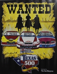 1997 Texas 500 " Wanted " Sam Bass Print 23" X 18" 1997 Texas 500 " Wanted " Sam Bass Print 23" X 18"