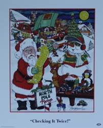 2000 Santa Claus " Checking It Twice " Sam Bass Print  22" X 18" 2000 Santa Claus " Checking It Twice " Sam Bass Print  22" X 18"