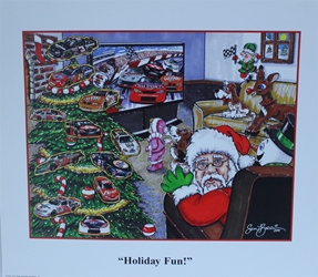 2001 Santa Claus " Holiday Fun " Sam Bass Print  19" X 22" 2001 Santa Claus " Holiday Fun " Sam Bass Print 19" X 22"