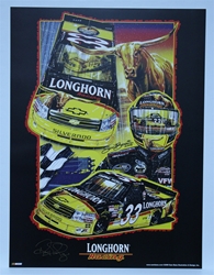 Autographed Ron Hornaday "Longhorn Racing" Original Sam Bass 24" X 18" Print Sam Bass, Ron Hornaday, Longhorn Racing, Monster Energy Cup Series, Winston Cup, Poster