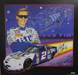 Autographed Rusty Wallace 1997  " Lite Up The Night " Sam Bass Print 26" X 25" w/ COA Autographed Rusty Wallace 1997  " Lite Up The Night " Sam Bass Print 26" X 25" w/ COA