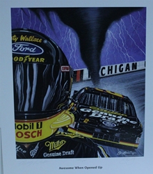 Autographed Rusty Wallace "Awesome When Opened Up!" Original  Numbered Sam Bass Print 26" X 23" w/ COA Autographed Rusty Wallace "Awesome When Opened Up!" Original  Numbered Sam Bass Print 26" X 23" w/ COA