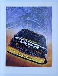 Autographed Rusty Wallace "Fire & Ice" Original Sam Bass 30" X 23" Print w/ COA Sam Bass, Rusty Wallace, Miller Genuine Draft, Monster Energy Cup Series, Winston Cup, Poster