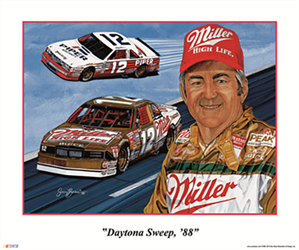 Bobby Allison 1988 "Daytona Sweep, 88" Sam Bass Poster 20" X 24" Sam Bas Poster