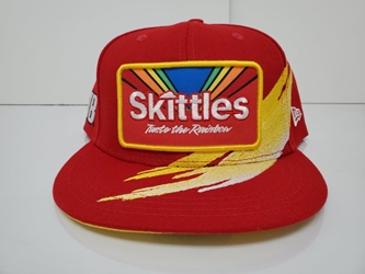 Kyle Busch #18 Skittles Flat Bill New Era Hat - Fitted Sizes Available (1/8 inch increments) Kyle Busch, apparel, hat, 18, JGR