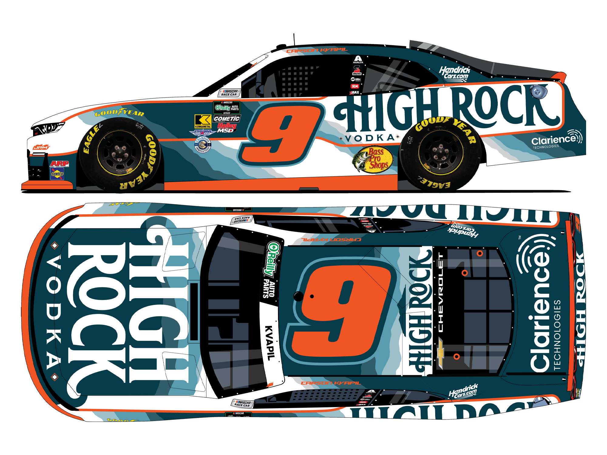 Carson Kvapil Autographed 2026 High Rock Vodka1:24 O'Reilly Auto Parts ...