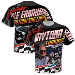 Dale Earnhardt Daytona 500 Champion Anniversary Sublimated Total Print Adult Tee Dale Earnhardt, shirt, tee, Checkered Flag Sports