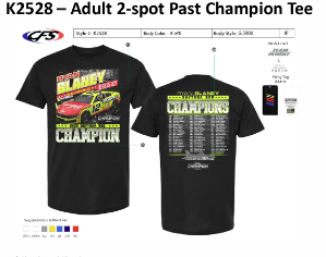 William Byron 2025 Adult Daytona 500 2/16 Winner/Past Champions  2-spot Tee William Byron, Tee, NASCAR, 2025, Championship, Champ