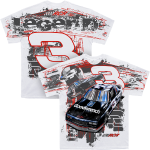 RCR3 Goodwrench White Total Print Tee Dale Earnhardt, shirt, nascar, 2026,, tee
