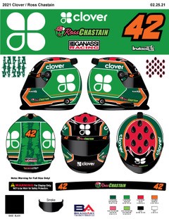 *Preorder* Ross Chastain 2021 Clover Full Size Replica Helmet Ross Chastain, Helmet, NASCAR, BrandArt, Full Size Helmet, Replica Helmet