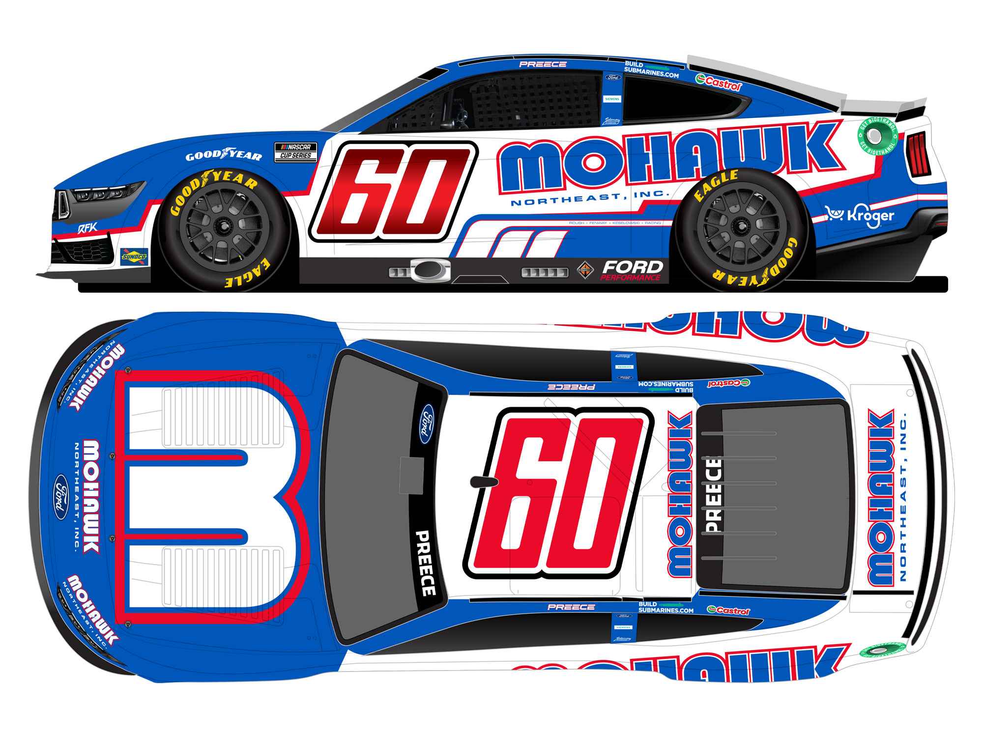 Modellino Lionel 1:24 #60 Ryan Preece Ford Mustang 2025 - Mohawk Northeast INC. - 1 Di 504