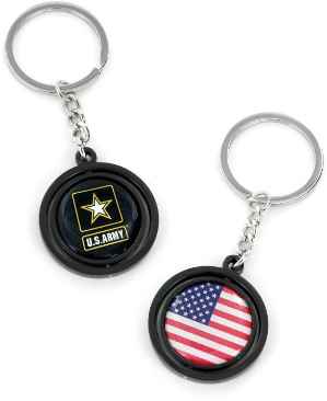 US ARMY BLACK SPINNING KEYTAG US Army, military, keychain