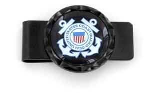 US COAST GUARD BLACK DIAMOND CUT MONEY CLIP US Coast Guard, military, money clip