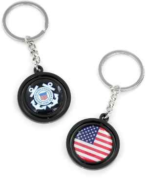 US COAST GUARD BLACK SPINNING KEYTAG US Coast Guard, military, keychain