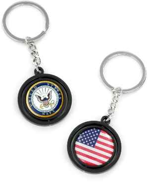 US NAVY BLACK SPINNING KEYTAG US Navy, military, keychain